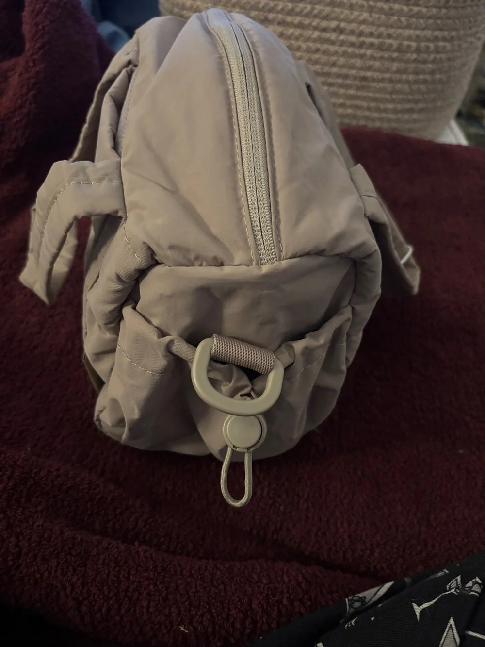 BagSmart Taupe Quilted Mini Duffle Bag